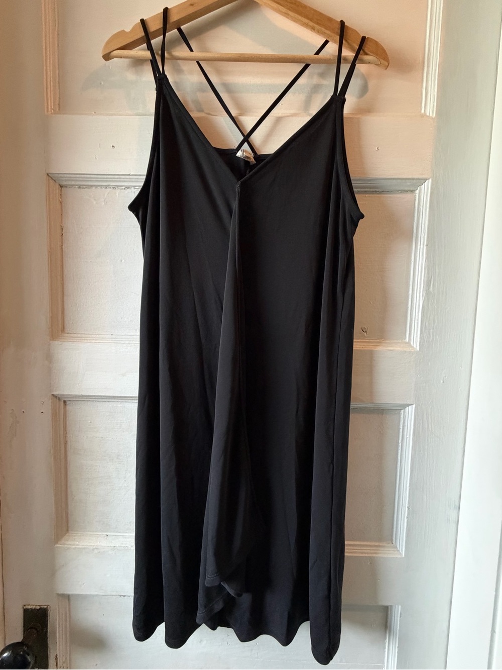 Cato Black Strapless-Look Slip Dress with Crisscross Back
